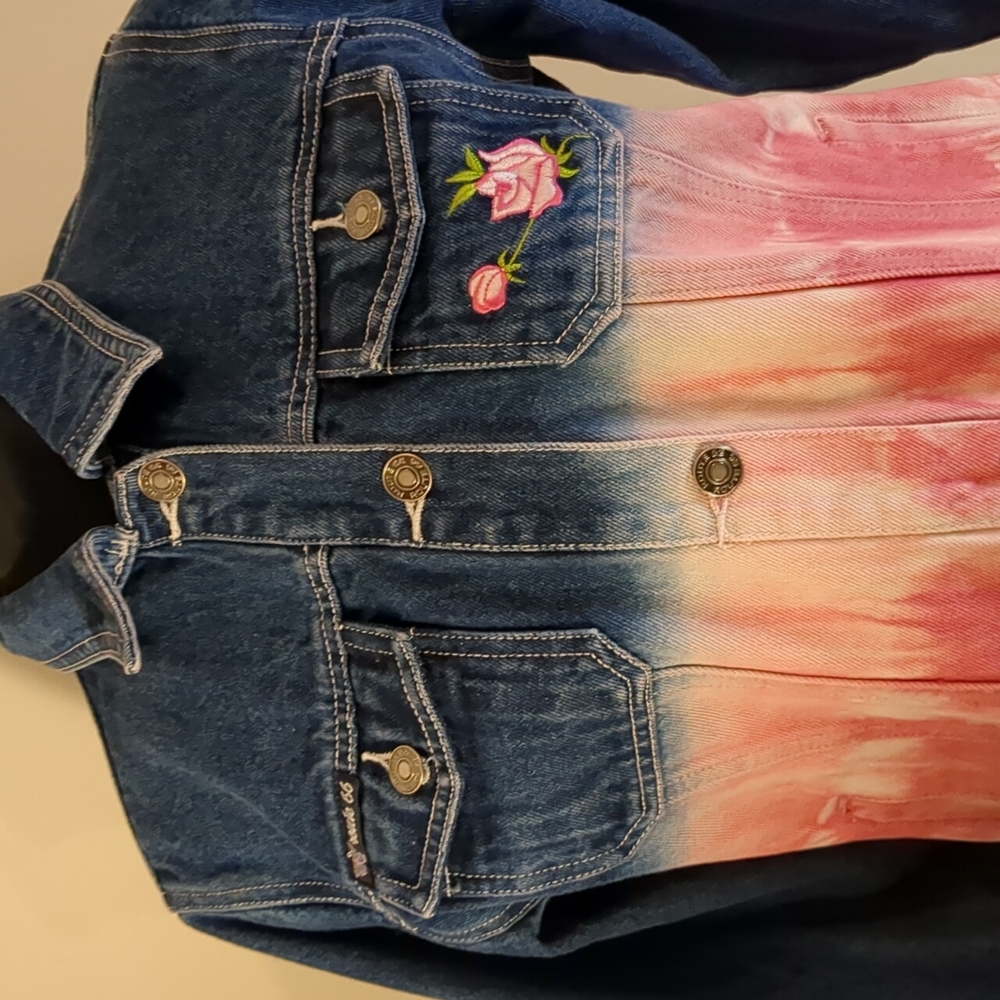 VINTAGE Route 66 Original Clothing Co. Girl's jean jacket with pink embr… - Picture 7 of 14